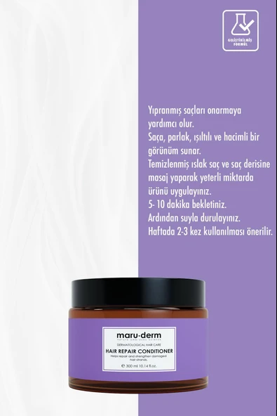 Maruderm Saç Onarıcı Saç Kremi Yıpranmış Zayıf Saçlar Vegan 400 ml - Resim 2