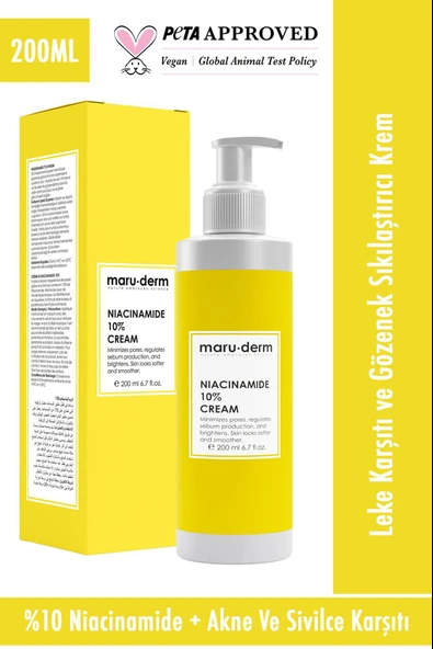 Maruderm Niacinamide %10 Leke Karşıtı Ve Gözenek Sıkılaştırıcı Krem 200 ml ürün görseli
