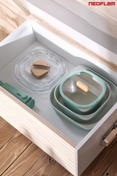 Fika Comfort Yeşil Tencere ve Tava Seti 10 Parça - Resim 8