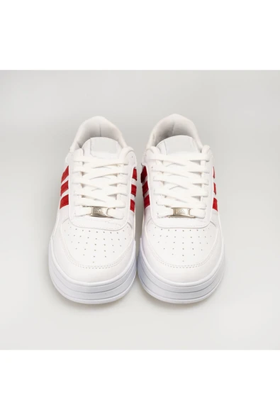 Beyaz-Kırmızı Dassler Spor Ayakkabı Unısex Sneaker - Resim 2