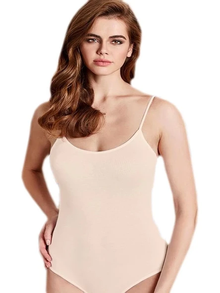 Berrak 2081 Kadın İp Askılı Kancalı Body Açık Renk - Resim 2