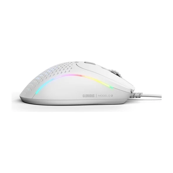 Glorious Model D 2 26000 DPI 67g Kablolu RGB Ergonomik Gaming Mouse – Mat Beyaz (GLO-MS-DV2-MW) - Resim 2