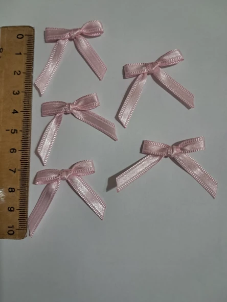 Pratikbox Mini Fiyonk / Saten 0,6cm'lik /6mm / Hediyelik / Süsleme / Pembe Renk / 50 Adet / - Resim 2