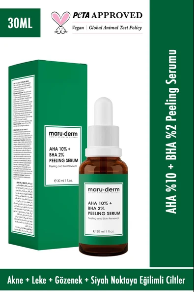 Maruderm Aha %10 + Bha %2 Leke Karşıtı & Cilt Tonu Eşitleyici Peeling Maske Cilt Bakım Serumu 30 Ml ürün görseli