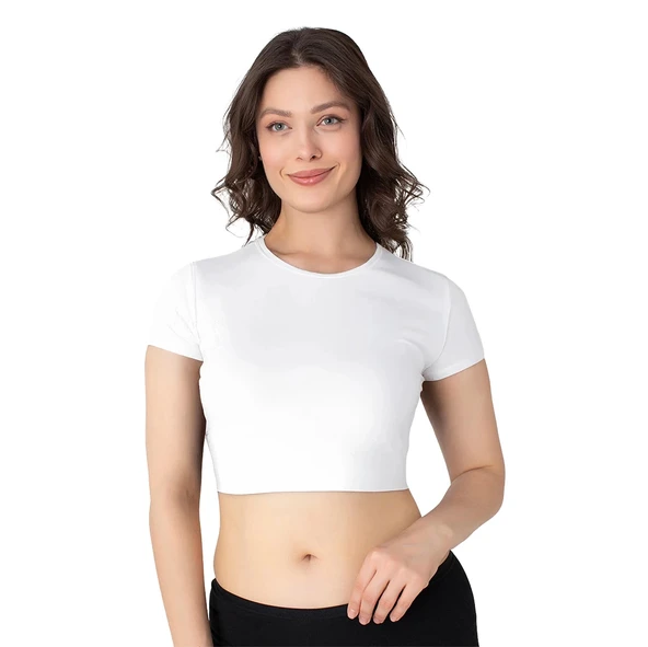 Confeo 801-021 Kadın Yarım Kol Modal Krop Atlet ürün görseli 1