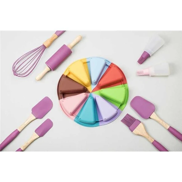 Tantitoni Silikon Karışık Renkli Dilimli Yuvarlak Kek Kalıbı 27X27X4.3Cm - Resim 2