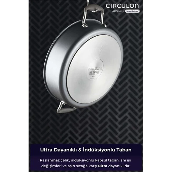 Circulon 24 CM Cam Kapaklı Sığ Tencere - Resim 4