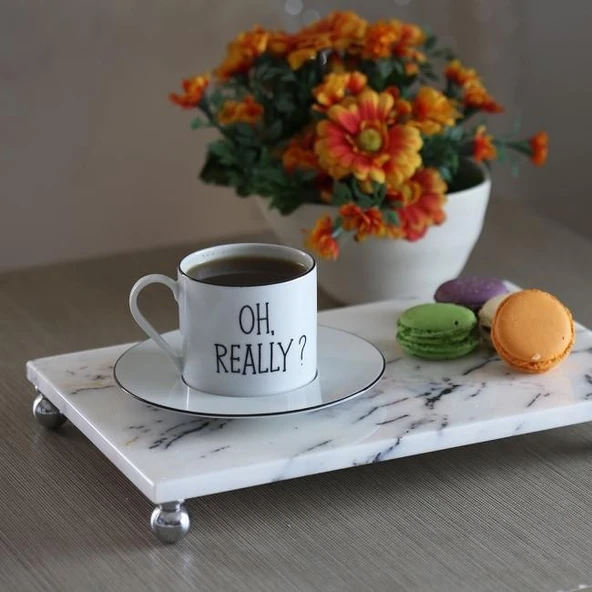 Akayev Mermer Leylak 30x20 cm Gümüş Boncuk Ayak Sunum Tabağı - Resim 5