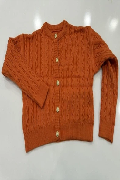 Hipatu Saç Örgü Gold Düğme Hırka(1802) - Resim 8