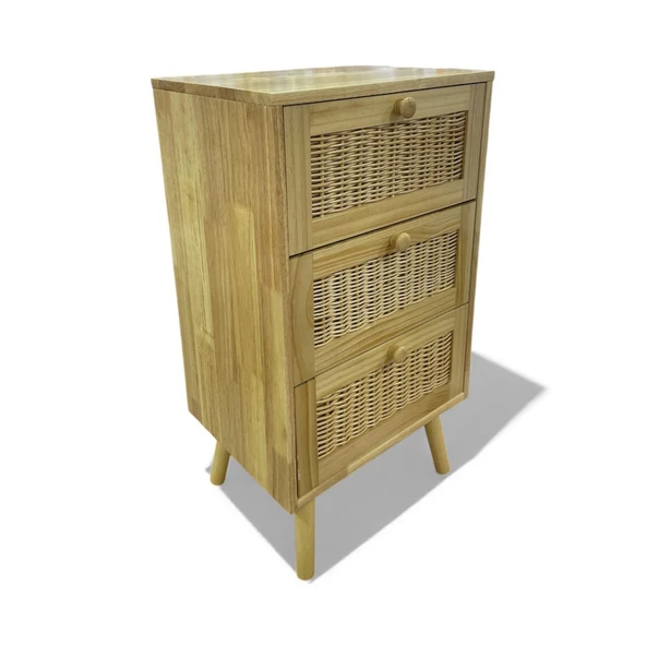 Panalı Masif Rattan 3 Çekmeceli Düzenleyici Dolap BM07 - Resim 4