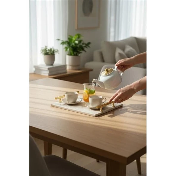 Akayev Traverten Altın Florya 30x20 cm Tepsi - Resim 3