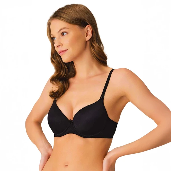 Anıl 3150 Kadın Balenli Destekli Dolgulu Askıları Çıkabilen Günlük Klasik T-Shirt Sütyeni - Resim 3