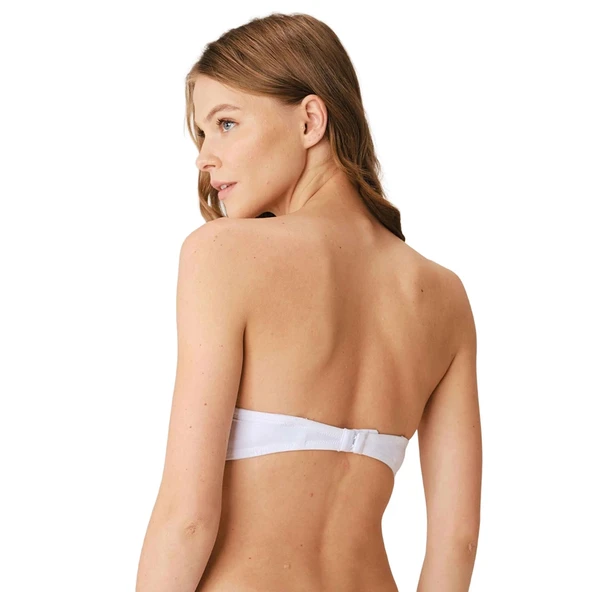 Anıl 3241 Kadın Balenli Destekli Dolgulu Askısız Straplez Günlük Klasik T-Shirt Sütyeni - Resim 2