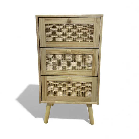 Panalı Masif Rattan 3 Çekmeceli Düzenleyici Dolap BM07 ürün görseli