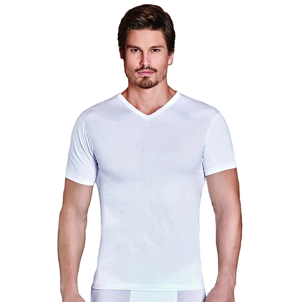 Berrak 1007 Erkek V-Yaka Kısa Kol %100 Pamuk Fanila M ürün görseli 1