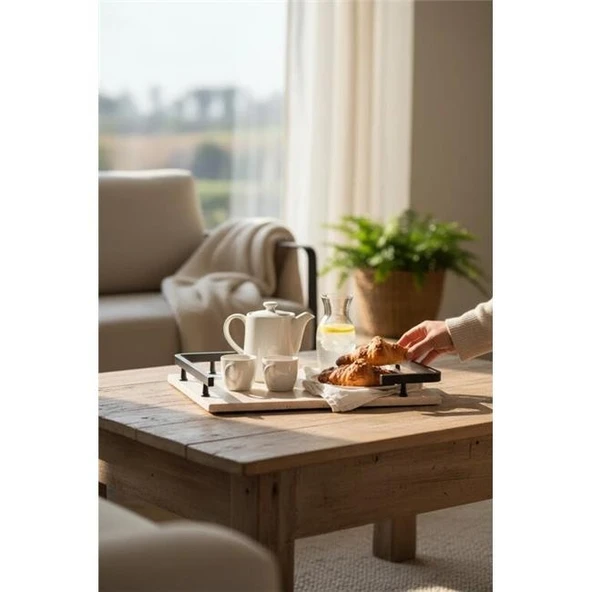 Akayev Traverten Siyah L Dizayn 30x20 cm Tepsi ürün görseli