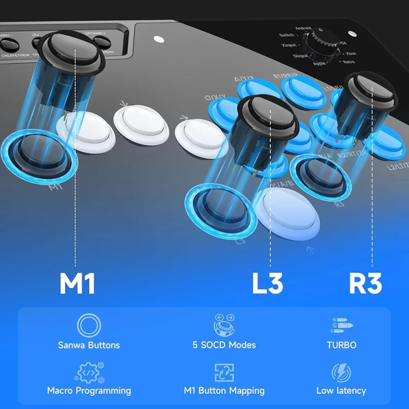 Mayflash F700 FLAT Elite Kablosuz Arcade Stick Kolsuz Tüm Düğmeli Kontrol Cihazı - Resim 6