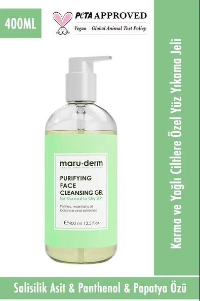 Maruderm Karma ve Yağlı Ciltlere Özel Salisilik Asit Yüz Temizleme Jeli 400 ml - Resim 3