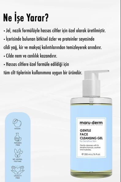 Maruderm Hassas ve Atopik Ciltler için Yüz Temizleme Jeli 200 ml - Resim 3