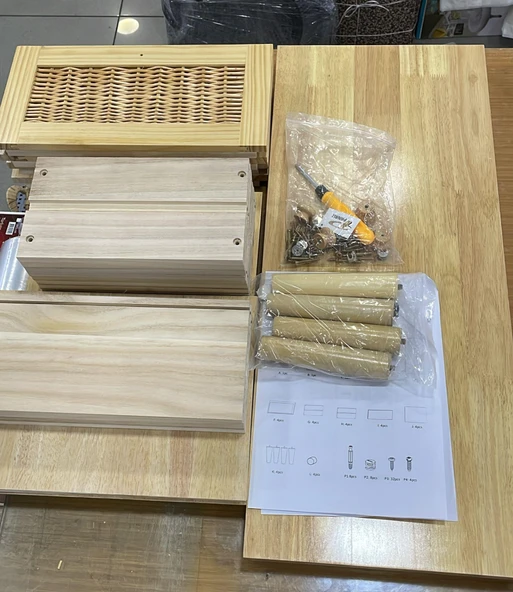 Panalı Masif Rattan 4 Çekmeceli Düzenleyici Dolap - Resim 8