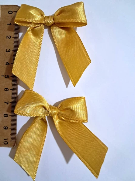 Pratikbox Fiyonk / Saten 2cm'lik / Hediyelik / Süsleme / Altın Renk / 50 Adet - Resim 2