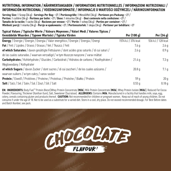 Applied Nutrition BODYFUEL Whey Protein 900gr Double Çikolata Aromalı - Resim 4