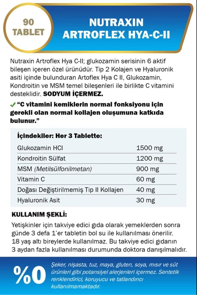 Nutraxin Artroflex Hya C-II 90 Tablet - Resim 2
