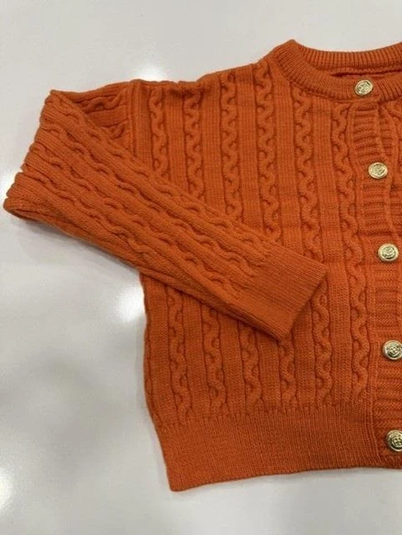 Hipatu Saç Örgü Gold Düğme Hırka(1802) - Resim 9