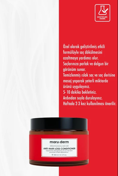 Maruderm Saç Dökülme Karşıtı Saç Kremi Tüm Saç Tipleri Vegan 300 ml - Resim 3