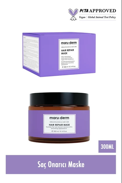 Maruderm Saç Onarıcı Saç Maskesi Yıpranmış Zayıf Saçlar Vegan 300 ml - Resim 4