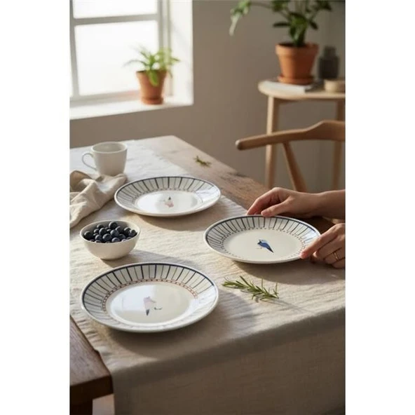 Akayev Porselen Birdy 6'lı Pasta Takımı - Resim 4