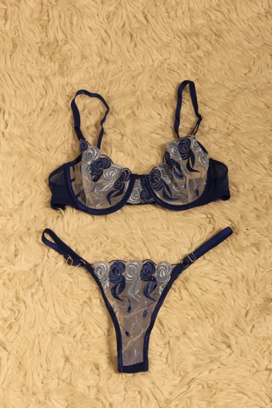 JUPİEL Mavi Kadın Bralet Takım - Resim 5