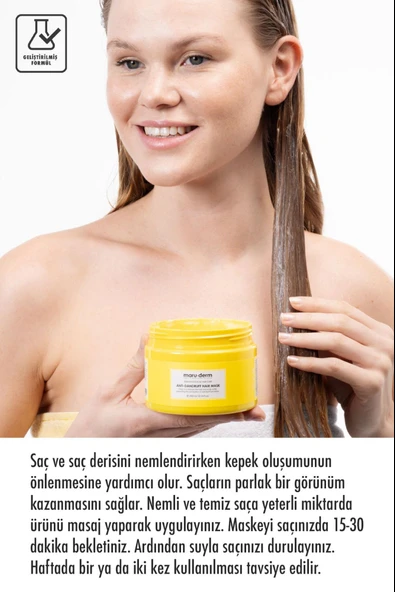 Maruderm Kepeğe Karşı Etkili Normal Yağlı Saçlar Vegan Saç Maskesi 300 ml - Resim 4