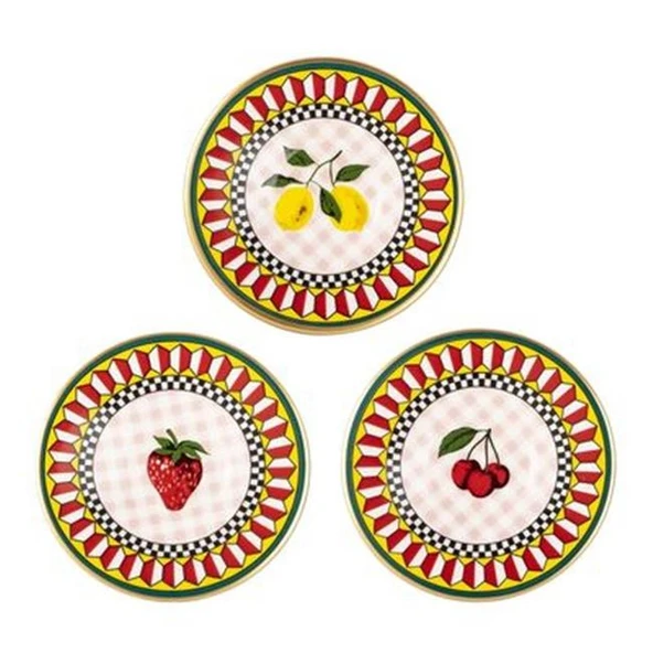 Tantitoni 006-01-Gold Yaldızlı Meyve Desenli 12 Parça Kahve Fincan Takımı - Resim 2