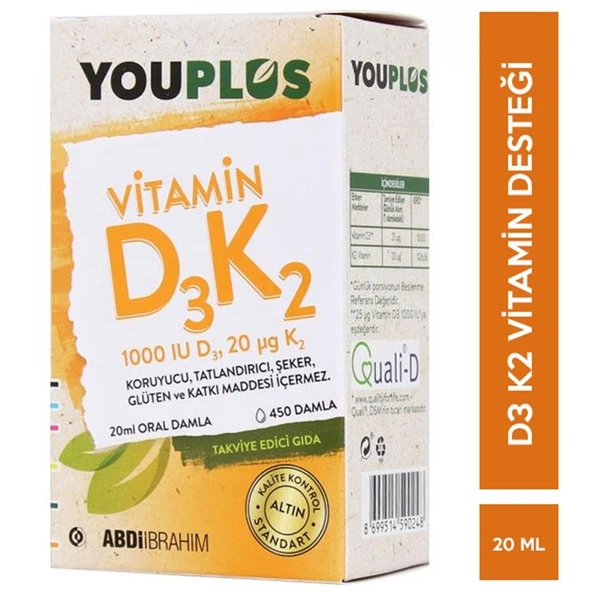 Youplus Vitamin D3K2 20 ml ürün görseli
