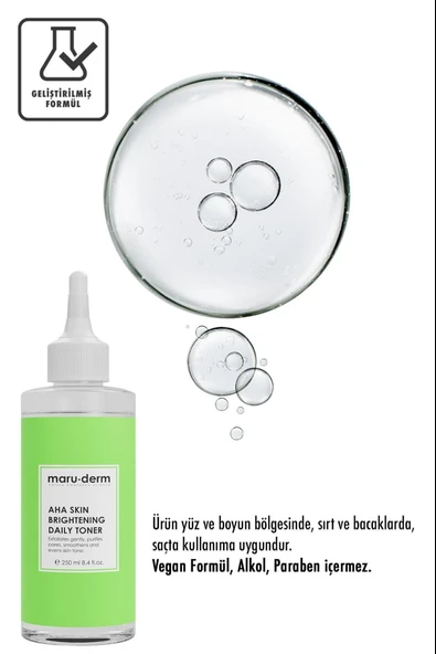 Maruderm Leke Karşıtı Cilt Beyazlatıcı Laktik Asit %5 Glikolik Asit %1 Aha Tonik 250 Ml - Resim 3