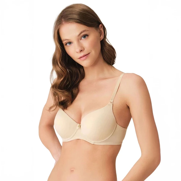 Anıl 3150 Kadın Balenli Destekli Dolgulu Askıları Çıkabilen Günlük Klasik T-Shirt Sütyeni - Resim 5