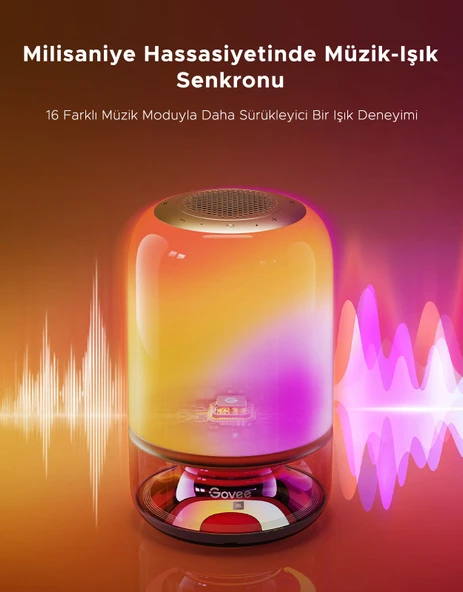 Govee Masa Lambası 2 Pro x JBL Hoparlörlü, Type-C Şarjı, 45' Şarj Adaptörü Dahildir H60200F1 - Resim 7