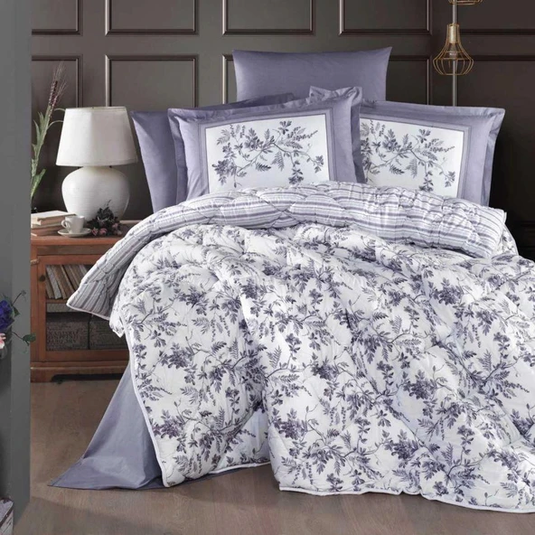 Clasy Ranforce %100 Pamuk Çift Kişilik Yorgan Seti Montera V2 Lila ürün görseli 1