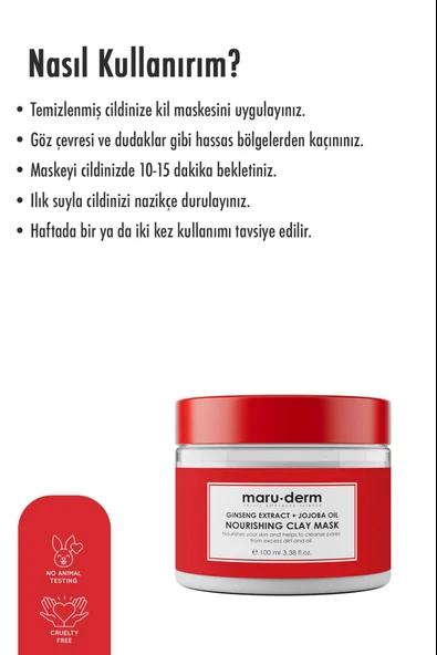 Maruderm Ginseng Özü Jojoba Yağı Besleyici Kil Maskesi 100 ml - Resim 5