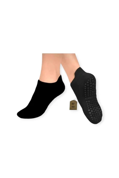Kaydırmaz Tabanlı Unisex Siyah Yoga, Pilates Ve Tavaf Çorabı | Konforlu Spor Patik Çorap 36-40 - Resim 4