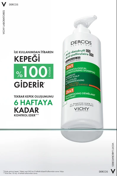 Vichy Dercos 2’si 1 Arada Kepek Karşıtı & Nemlendirici Şampuan 390ml - Resim 2