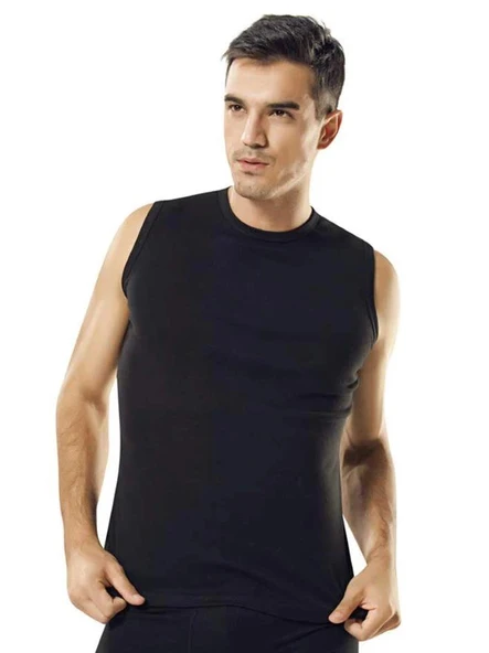 Namaldı 119S Ribana Erkek Kolsuz O-Yaka Body Atlet Siyah ürün görseli 1