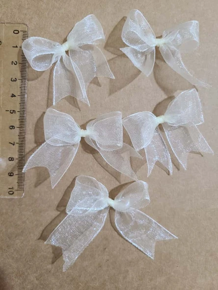 Pratikbox Fiyonk / Tül 2cm'lik / Hediyelik / Süsleme / Krem Renk / 50 Adet - Resim 2