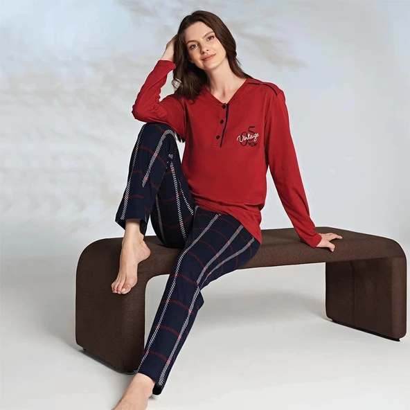 Miss Klein 1213 Kadın Kışlık Üç Düğme Pijama Takımı ürün görseli 1