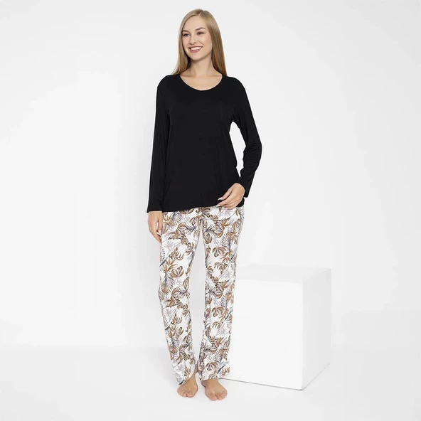 Confeo 840-635 Kadın Kışlık Uzun Kol Viskon Pijama Takım ürün görseli 1