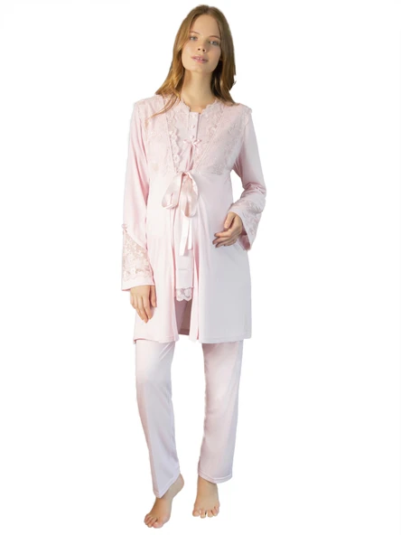 Bone Club 5101 Dantel Yaka 3lü Lohusa Takım ürün görseli