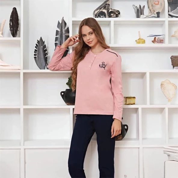 Miss Klein 1256 Kadın Kışlık Üç Düğme Büyük Beden Pijama Takımı ürün görseli 1