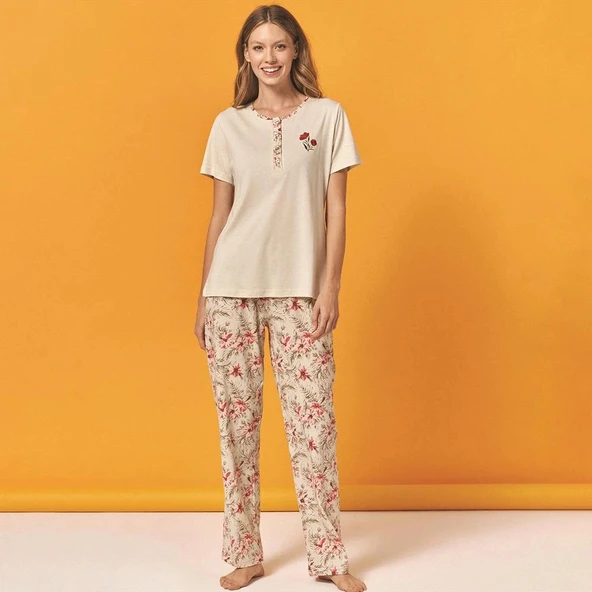 Over Sleep 130 Kadın Yazlık Kısa Kol Pijama Takım ürün görseli 1