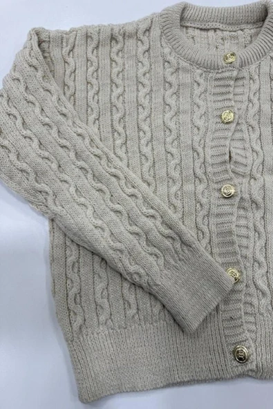 Hipatu Saç Örgü Gold Düğme Hırka(1802) - Resim 6